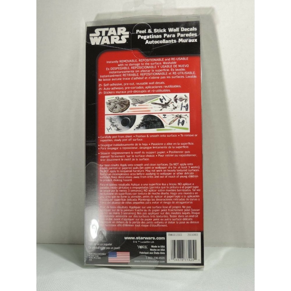 Disney Star Wars 21 Wall Decals Stickers Removable Repositionable Reusable Home - Picture 2 of 12